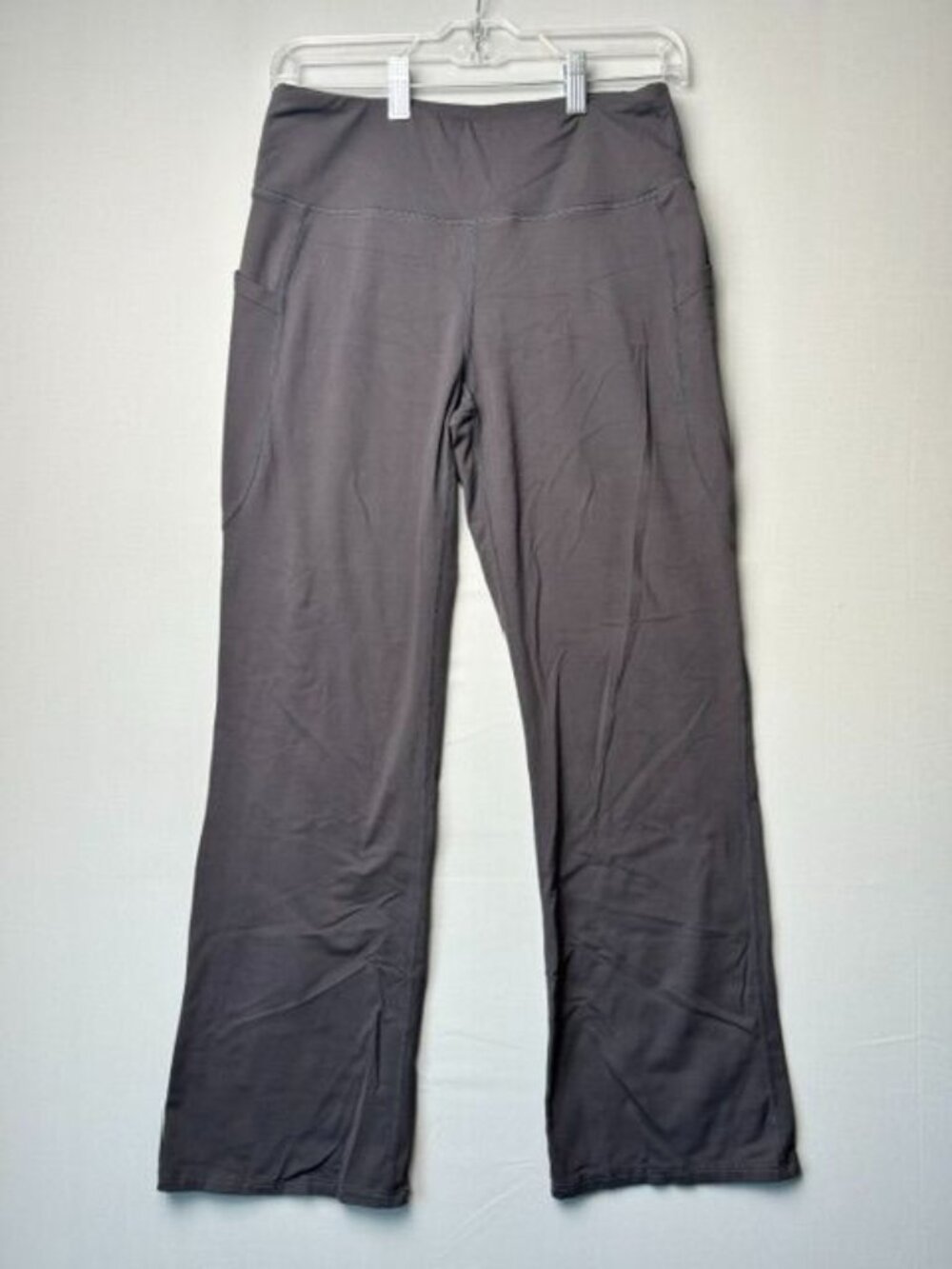 Yogipace Women's M Gray Yoga Pants Bootcut Flare High Rise Side Pockets Stretch